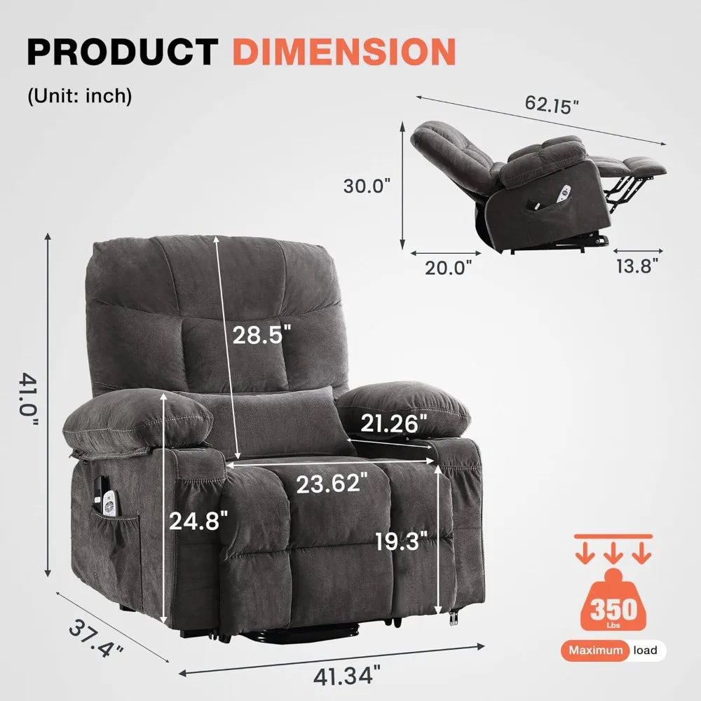 Power Lift Recliner Chair with Massage and Lumbar Heating