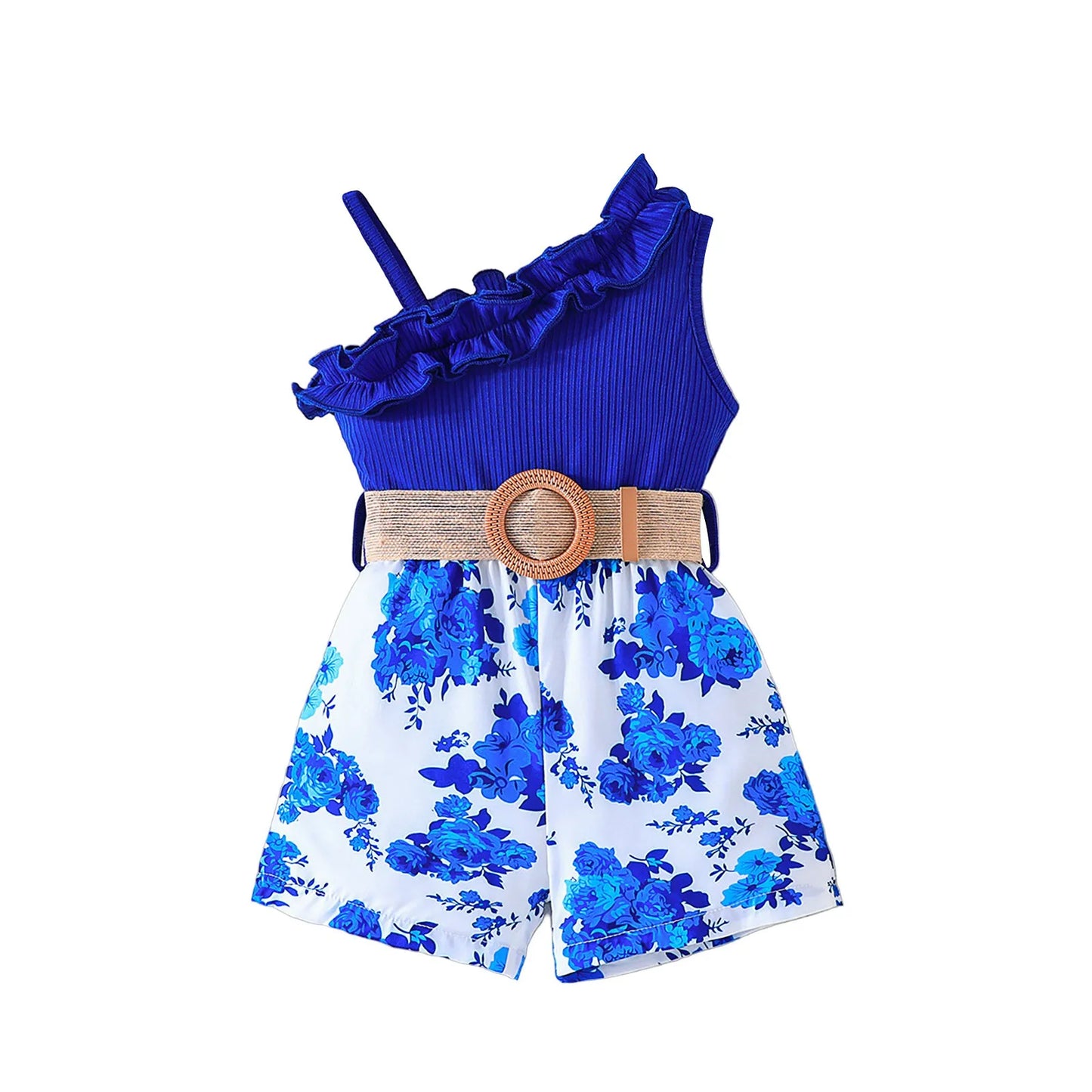 Girls Lace Neckline Floral Princess Dress