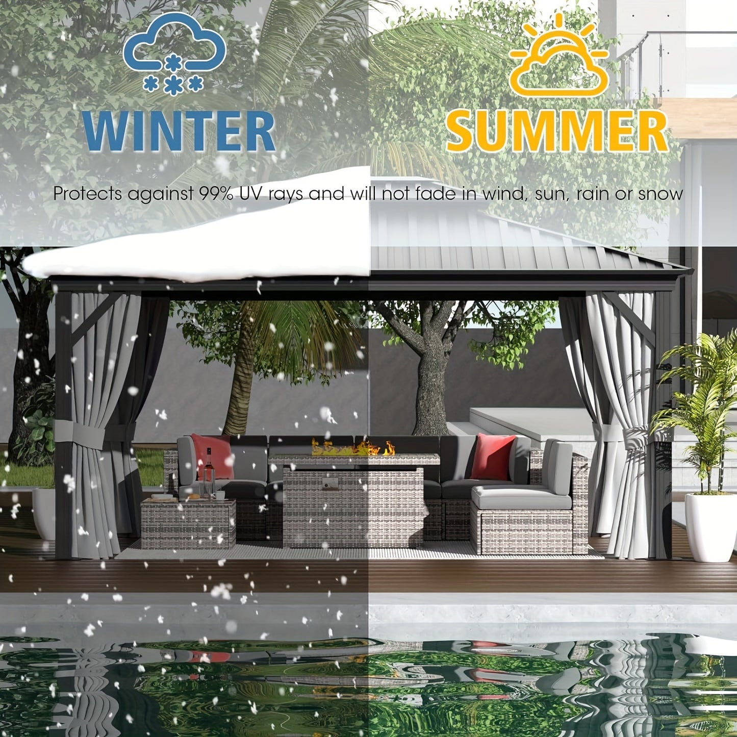 12FT X 16FT Galvanized Steel Hardtop Gazebo,
