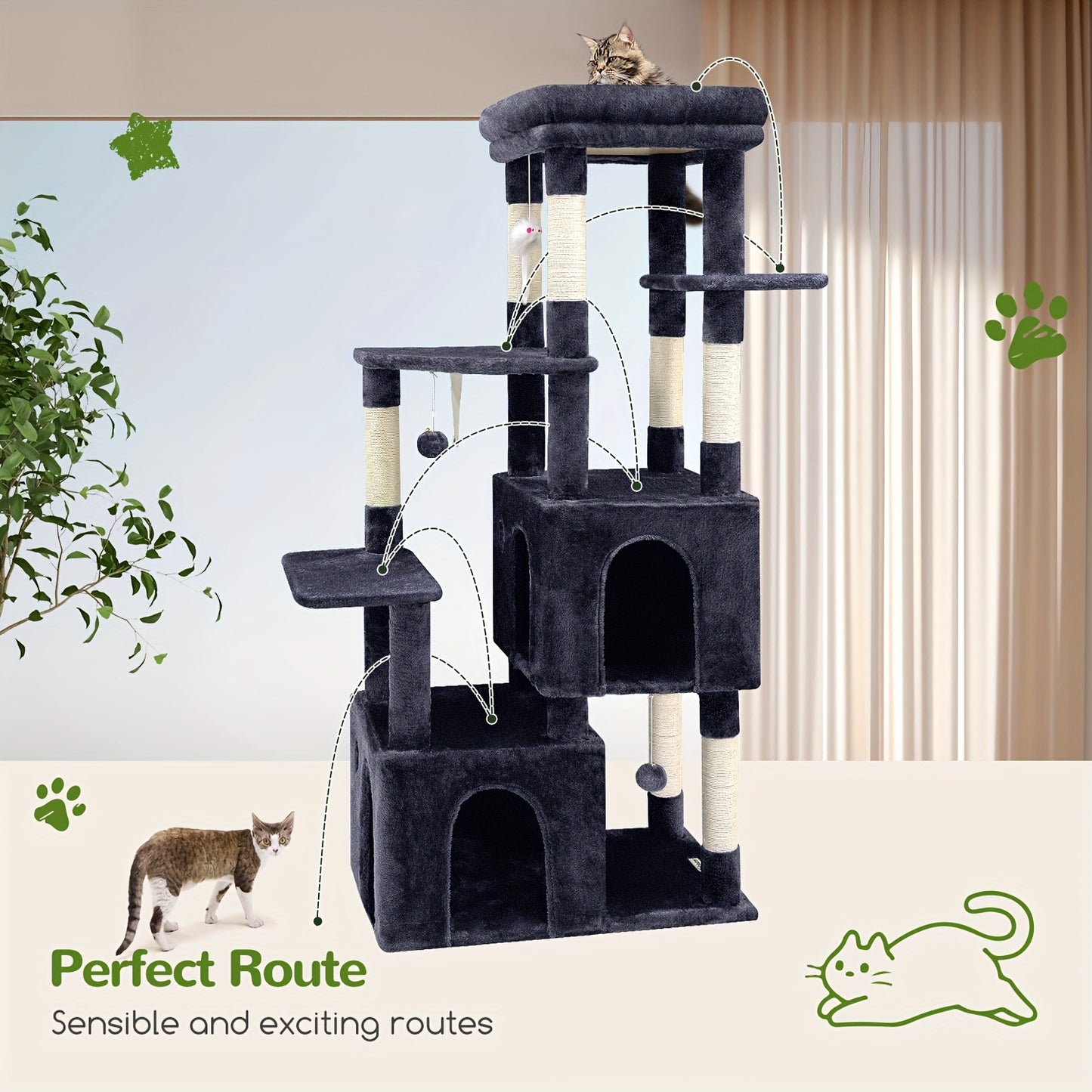 F61 Cat Tower For Indoor Cats, Heavy Duty Cat Tree.