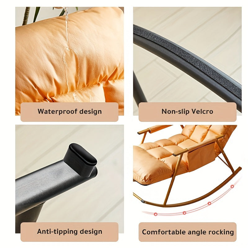 Casual Adjustable Folding Rock Chair - Outdoor Leisure Rocking Chair for Courtyard and Family Dual-use