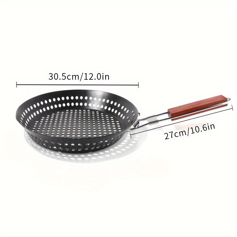 Stainless Steel BBQ Grill Basket with Folding Handle