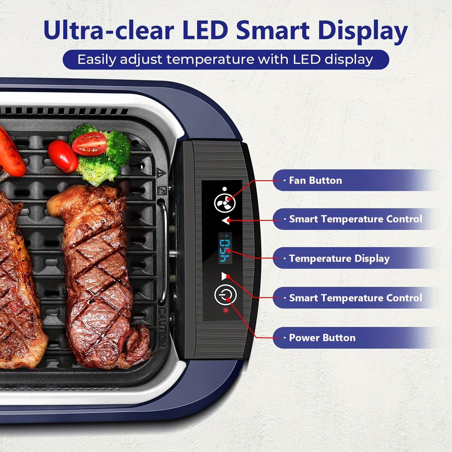 Smokeless Indoor Grill Nonstick Grill Pan, Glass Lid,