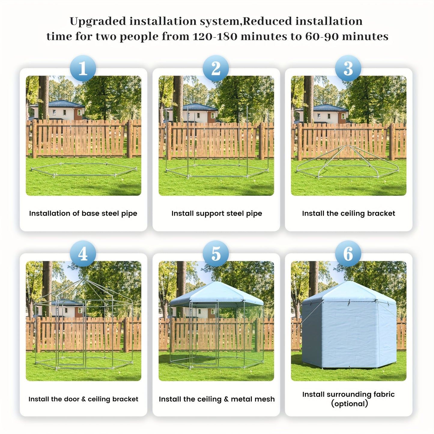 Chicken Coop, Large Chicken Run Suitable For All Seasons