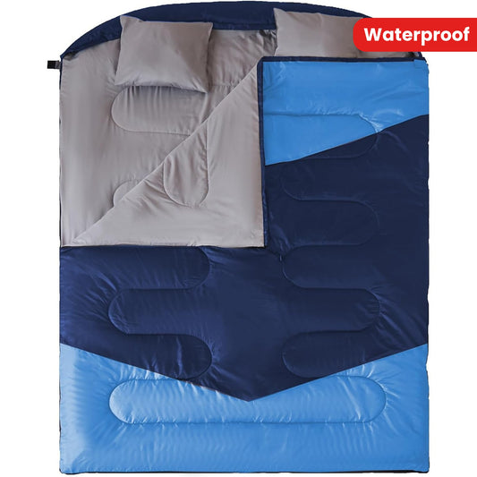 Double Sleeping Bag, with 2 Pillows, Queen Size XL.