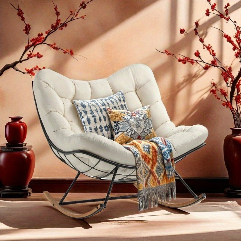 Ergonomic Outdoor Papasan Rocking Chair.