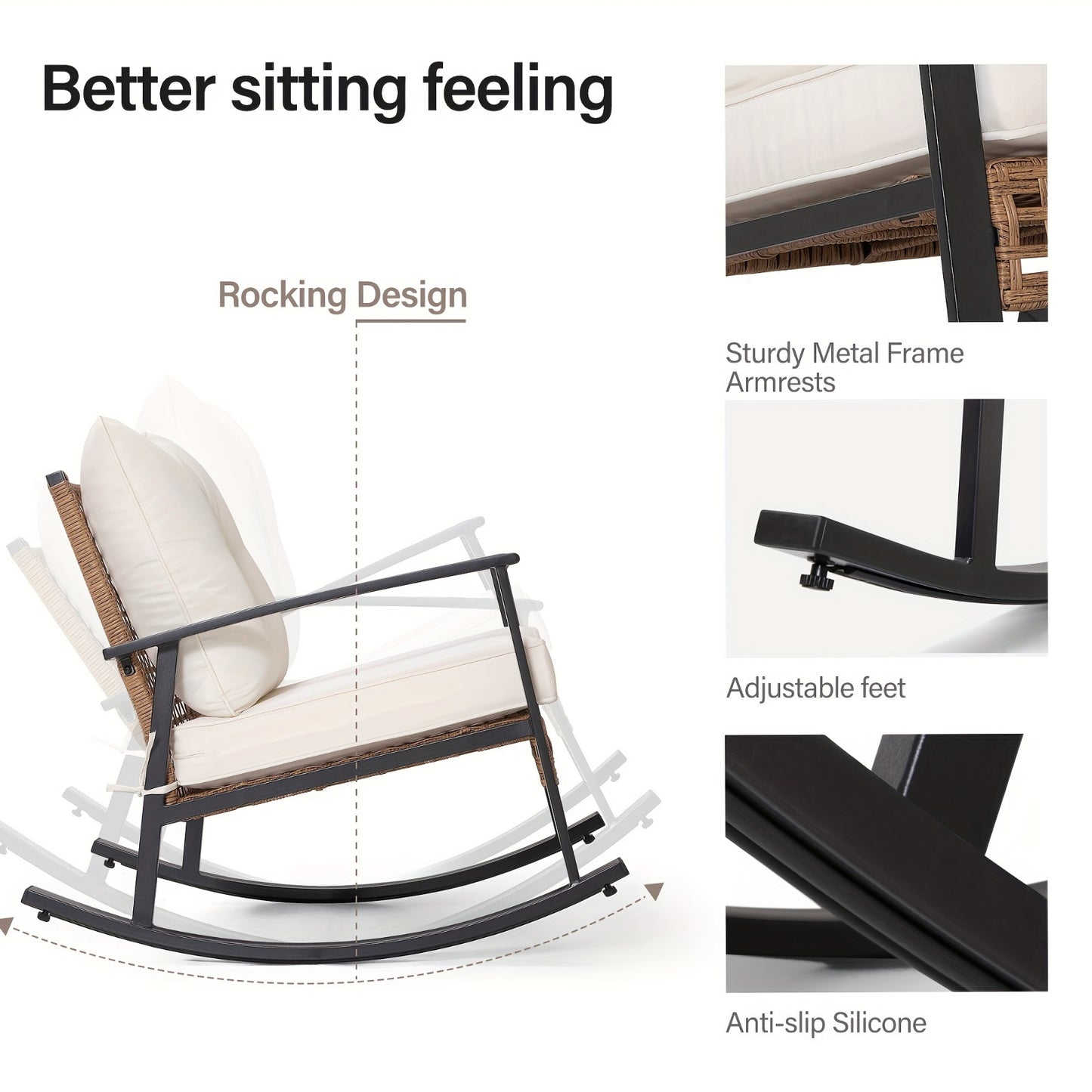 3 Pieces Rocking Bistro Set, Outdoor Patio Furniture Read More