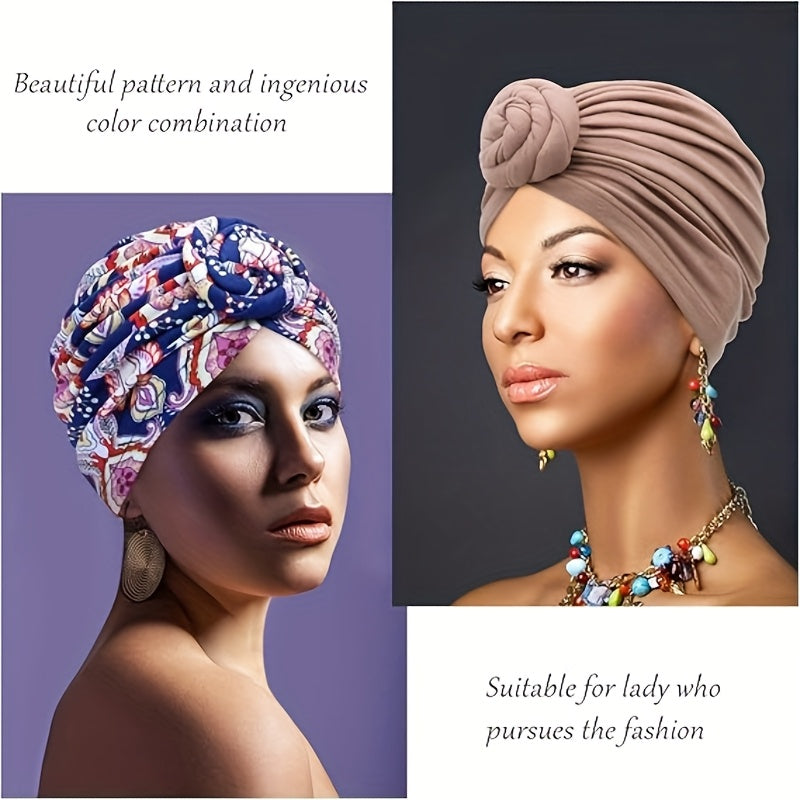 3pcs African Turban for Women Knot Pre-Tied Bonnet