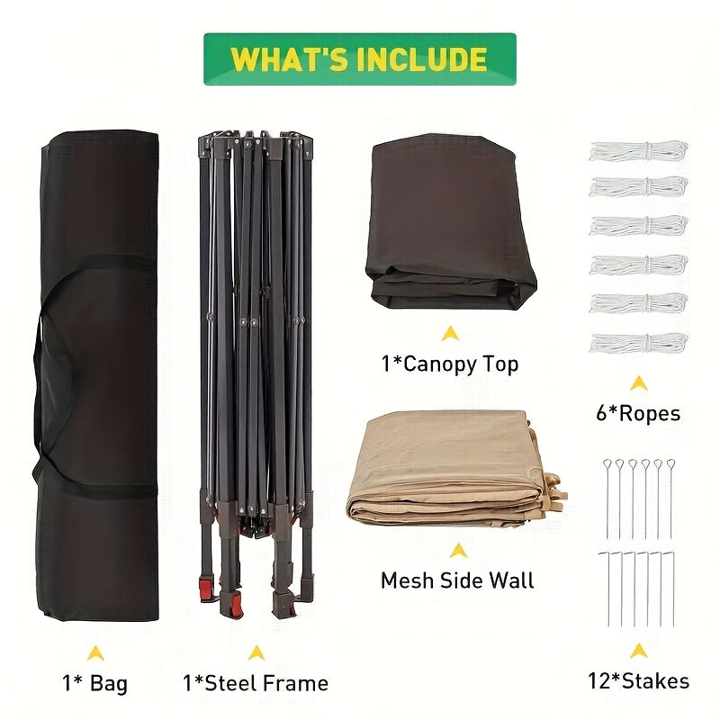 Pop Up Gazebo with Zippered Mesh Sides 13' x 13'