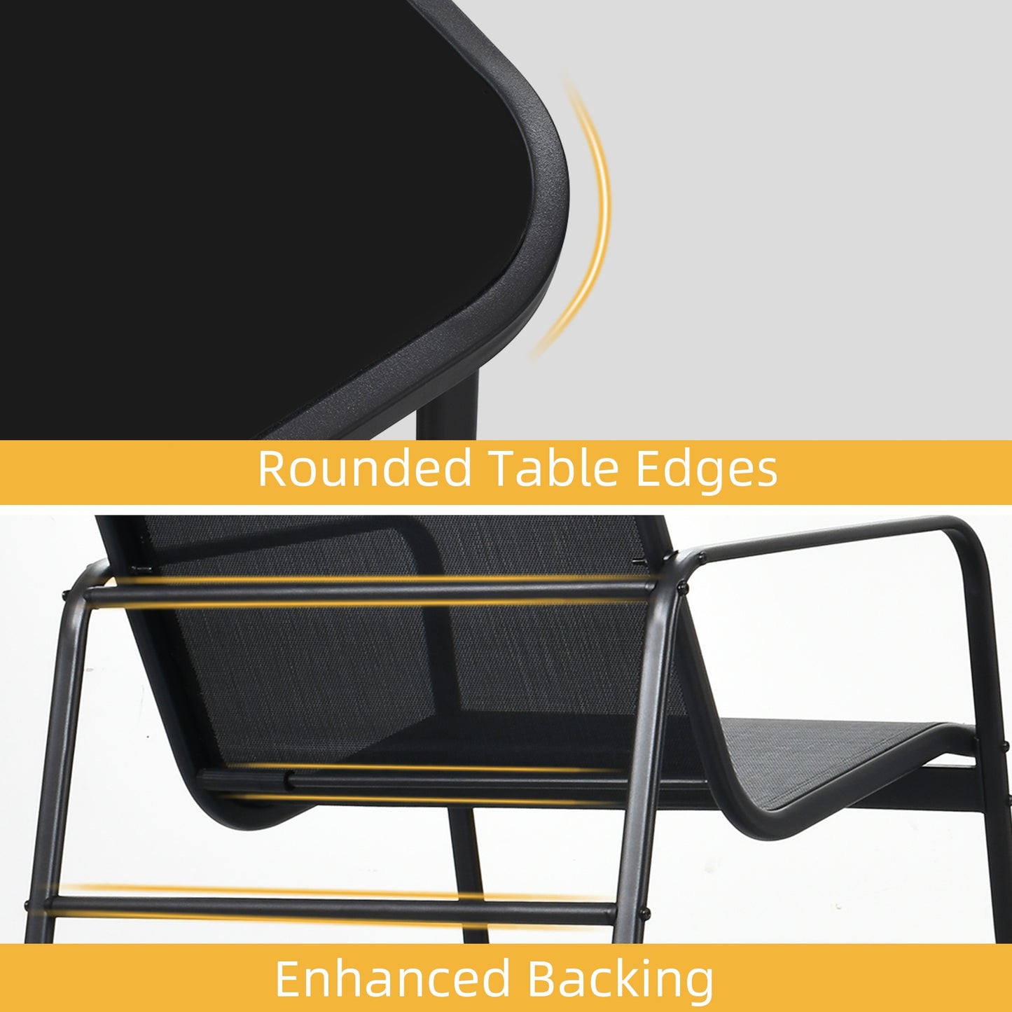 Patio Bistro Set: 4pcs Rocking Chairs, Glass Table.
