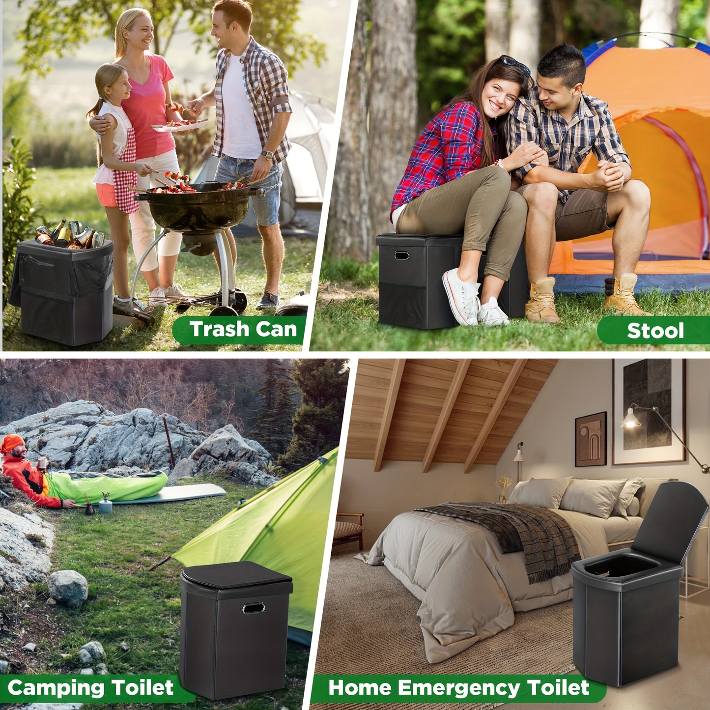 Portable Toilet for Adults 400lbs Capacity, 16.5in Height,