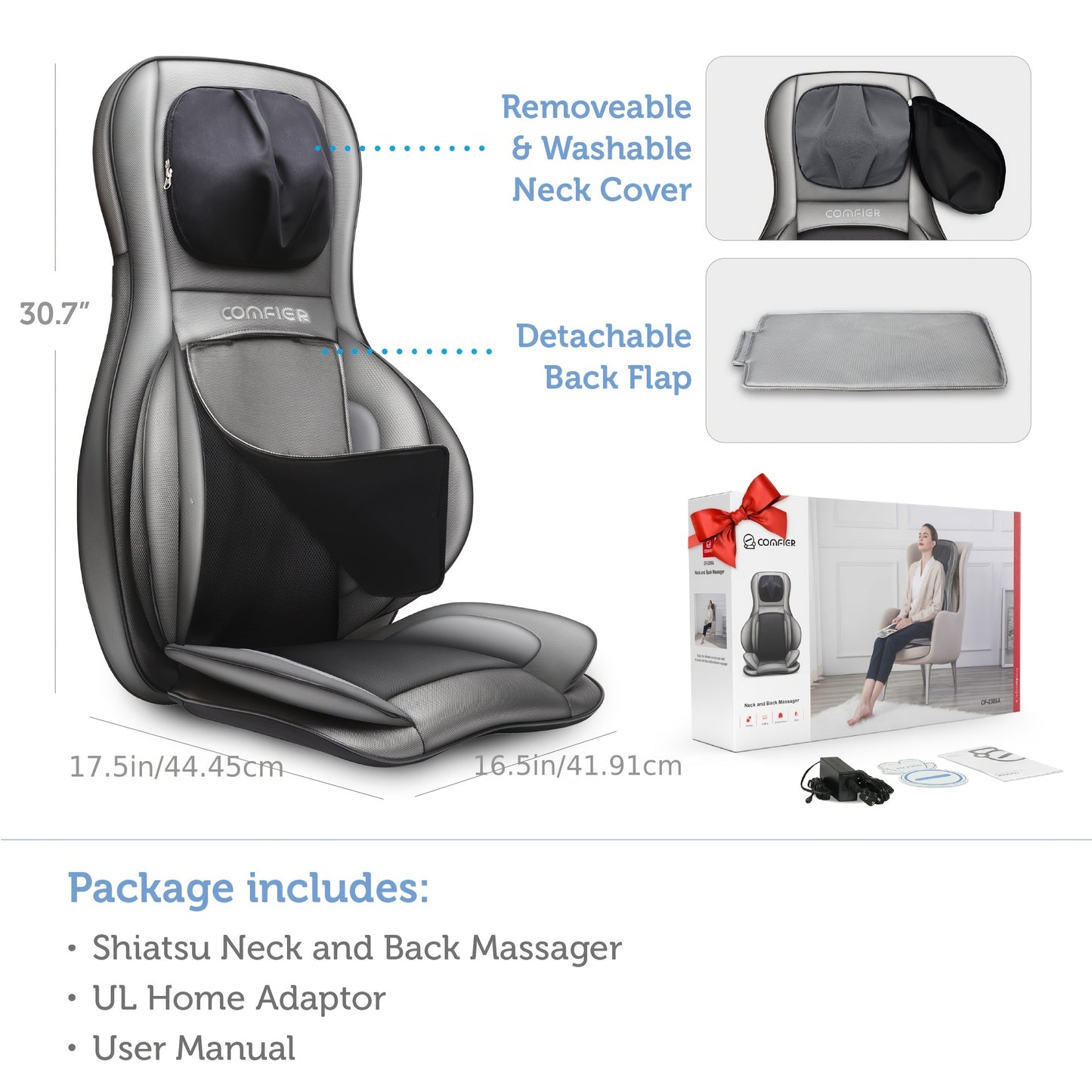 Shiatsu Heated Massage Chair Pad for Full Body Relaxation