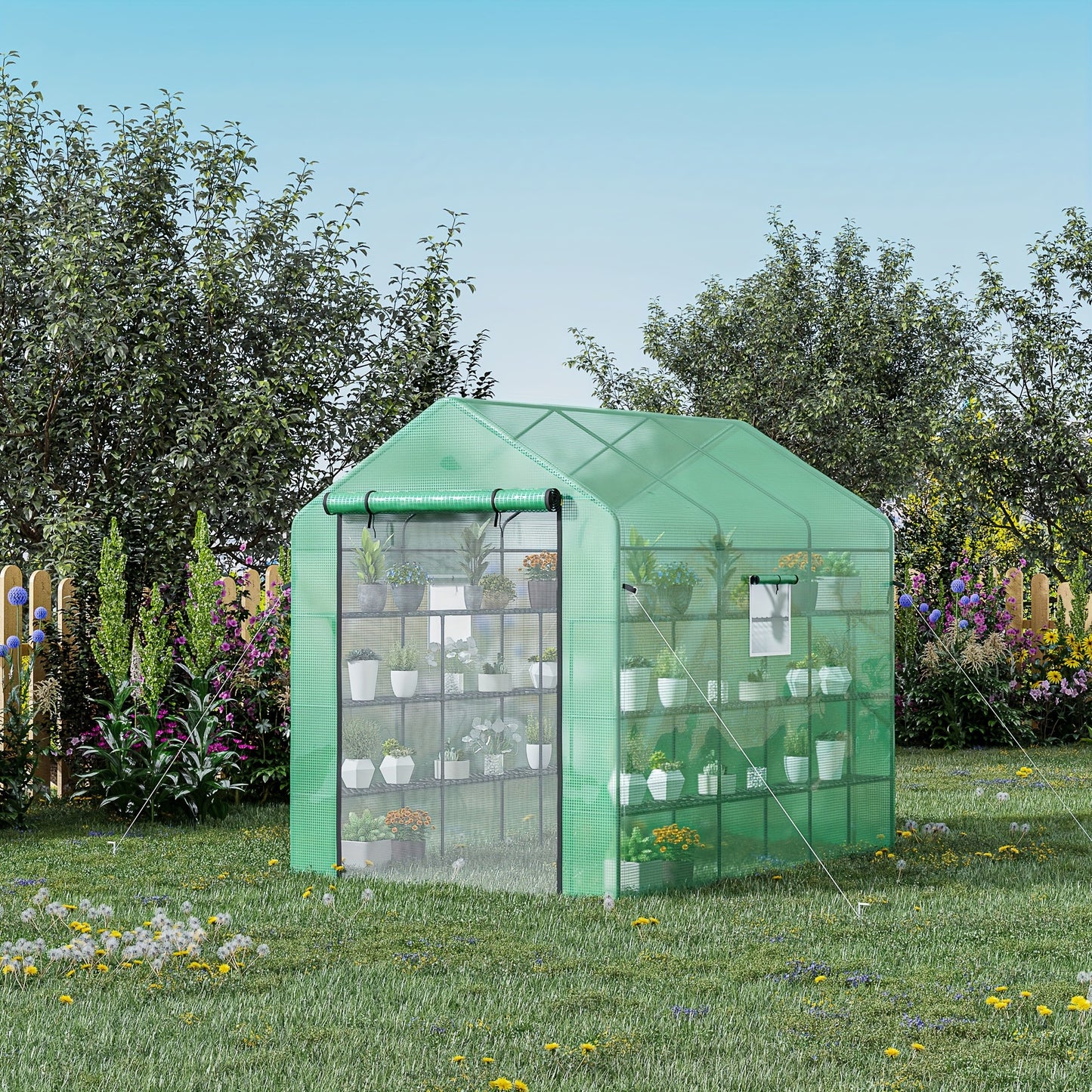 8' X 6' X 7' Walk-in Greenhouse With Mesh Door And Windows, Read More