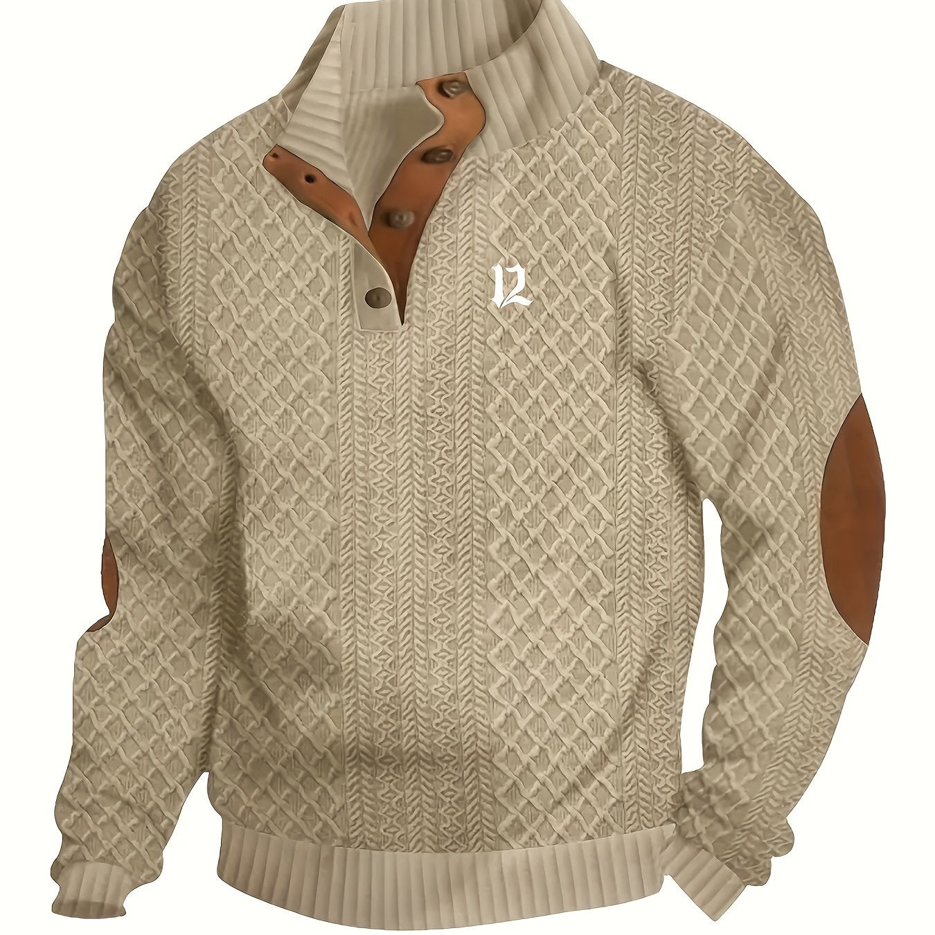 Men's Warm Shirt Soft Beige Knit,