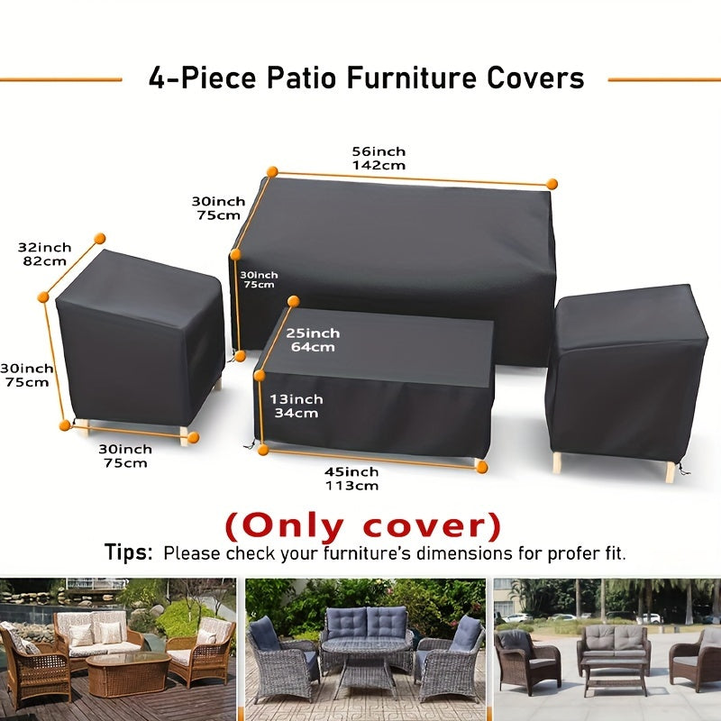 4pcs/set Patio Furniture Cover, 210D Heavy-duty Waterproof. Outdoor Furniture Cover,