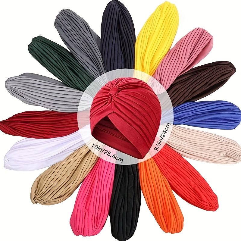 16-Pack Elastic Polyester Turban Caps for Women, One Size Fits All