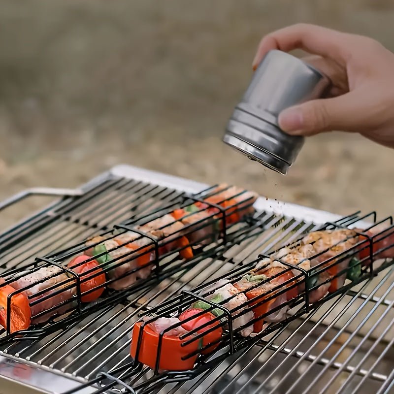 4PC Stainless Steel BBQ Grill Basket, Portable Nonstick.