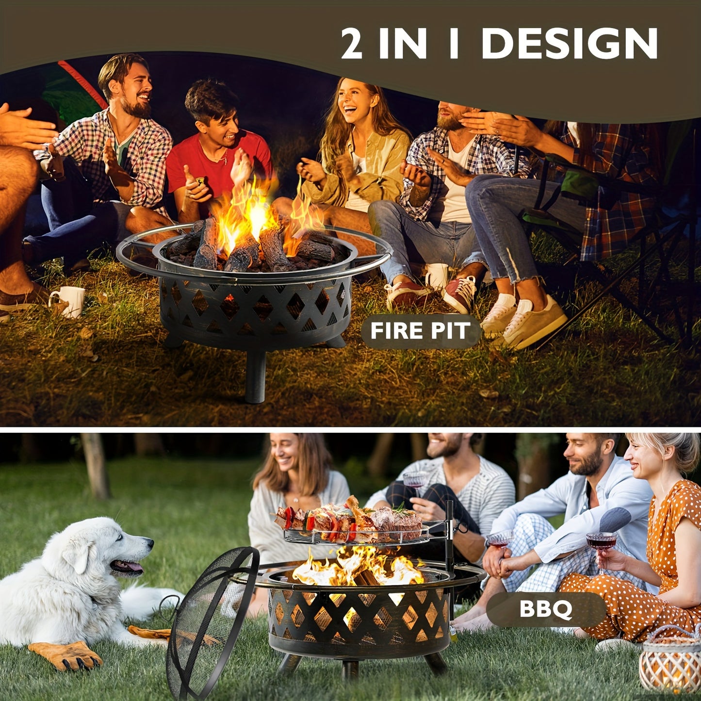 30 Inch Fire Pits For Outside With Grill Swivel BBQ Grill. see more