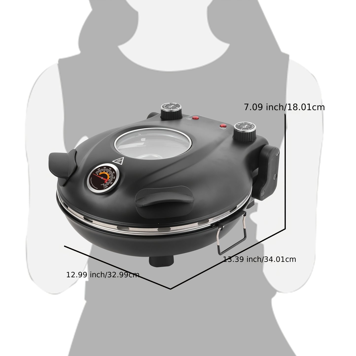 12-Inch Electric Pizza Oven 1200W Portable Heats Up to 800°F,