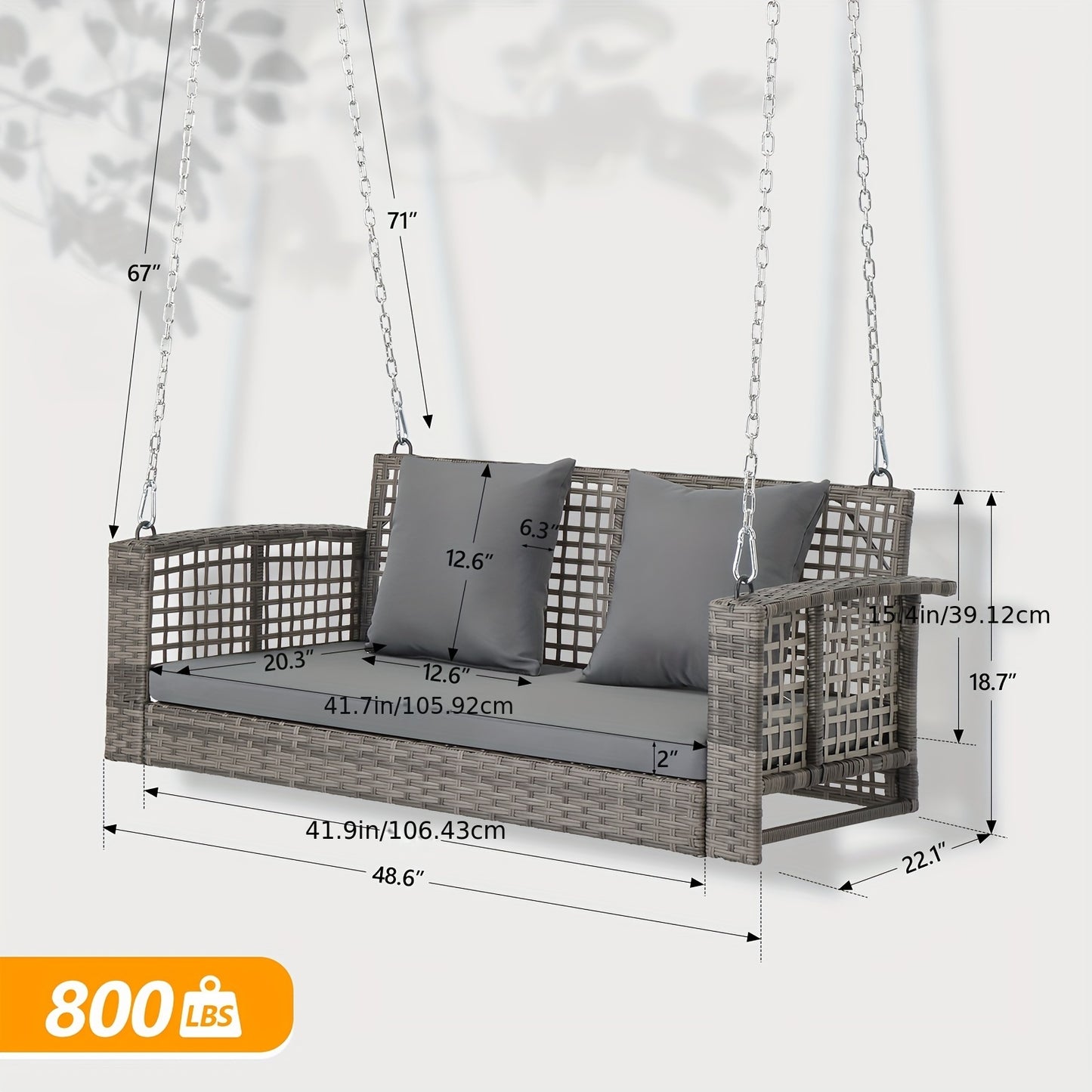 2-Person Grey Wicker Hanging Porch Swing Read More