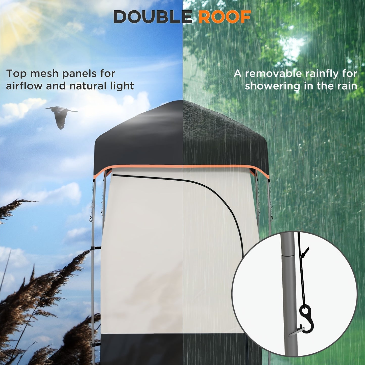 Portable Shower Tent, Privacy With Solar Shower Bag,