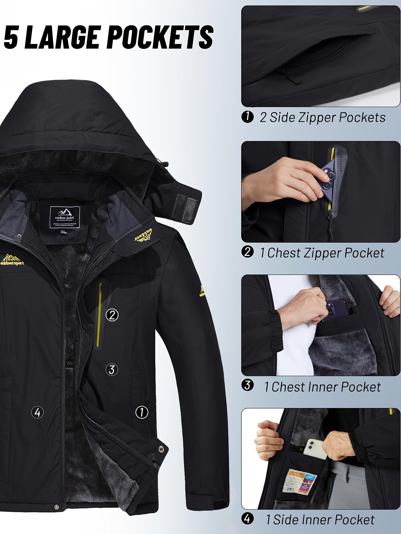 Men’s Winter Fleece Lined Jacket and Pants Set