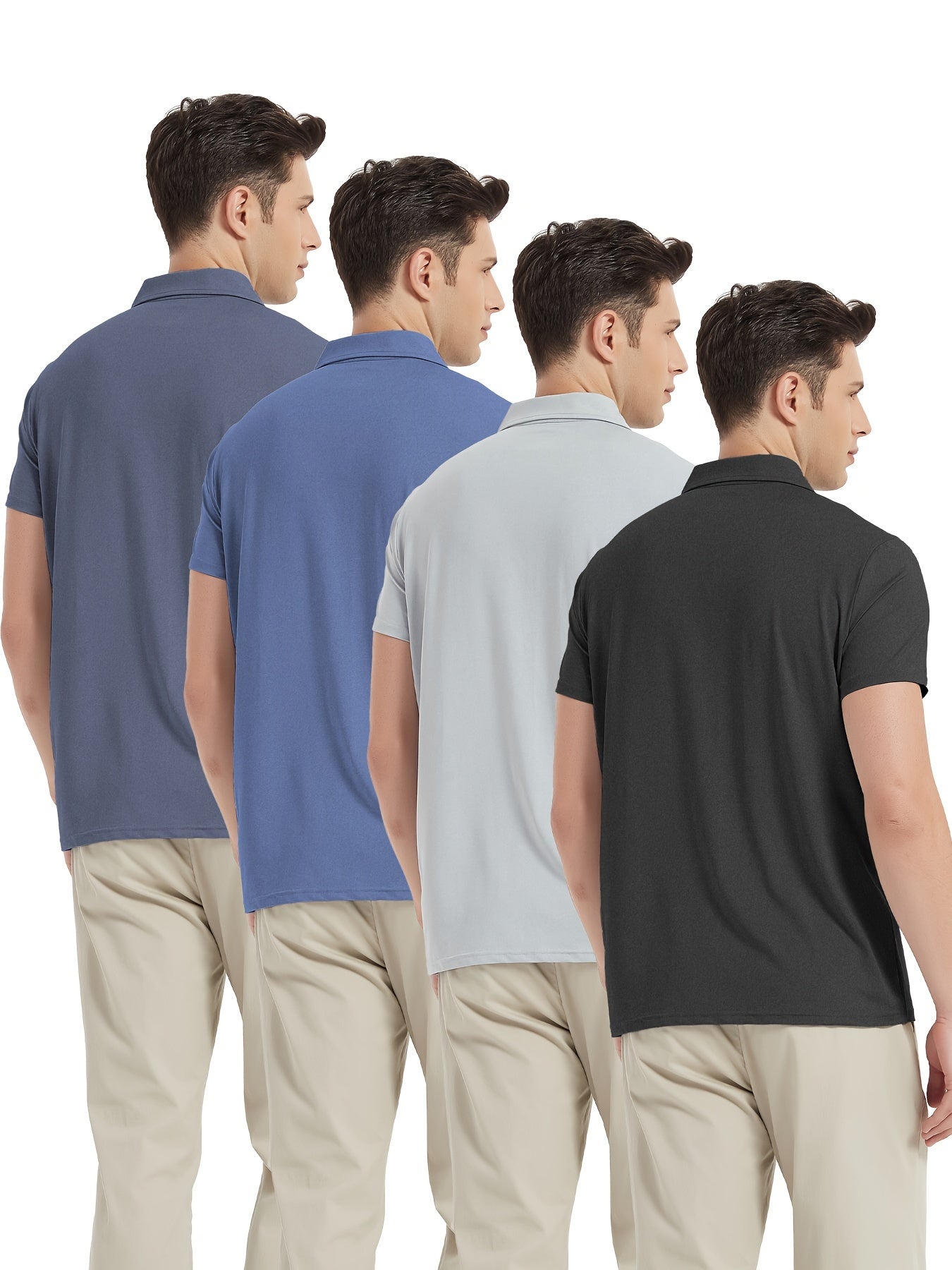 5 Pack Men's Polo Shirts - Quick Dry, Short Sleeve,