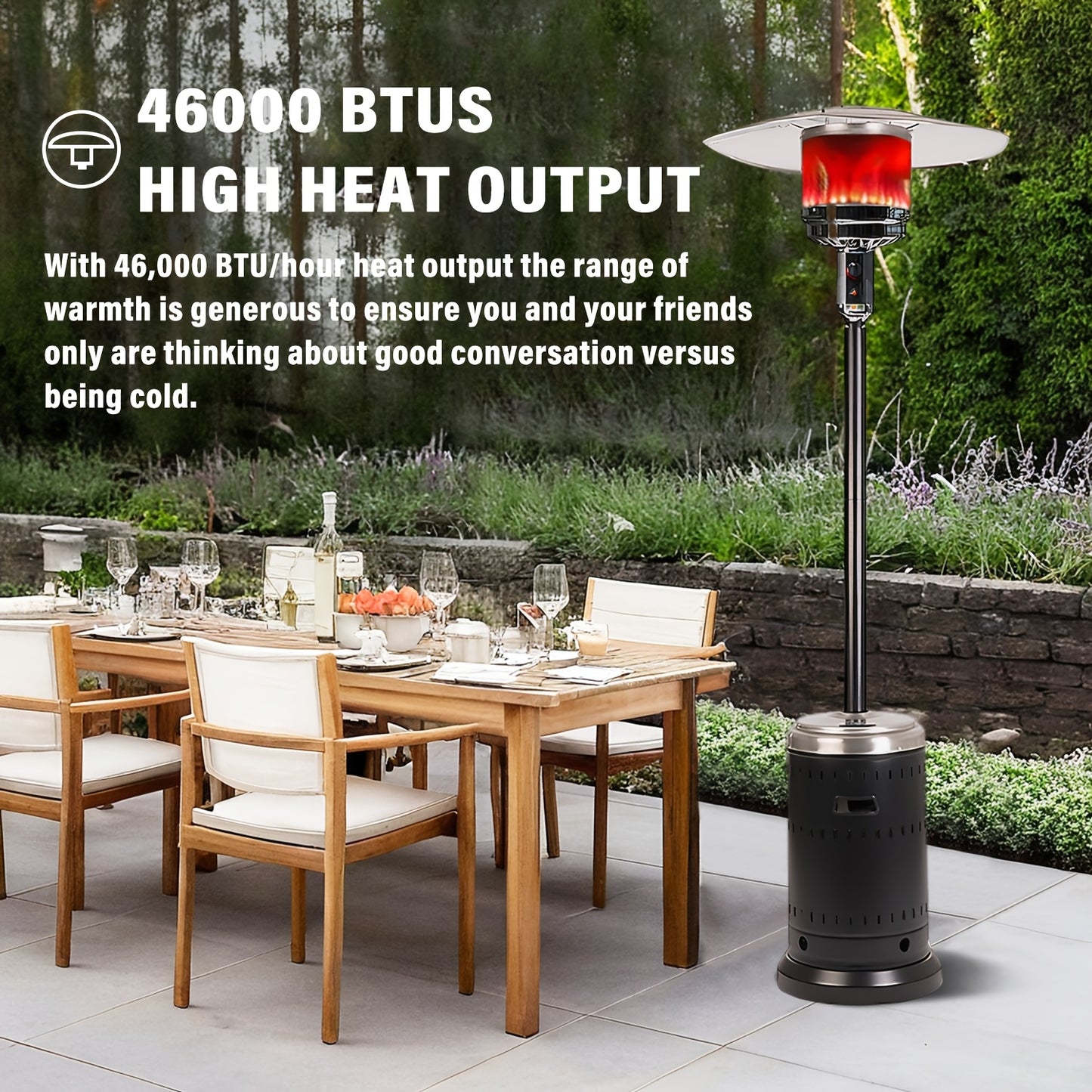 Stainless Steel Outdoor Propane Heater - 46, 000 BTU.