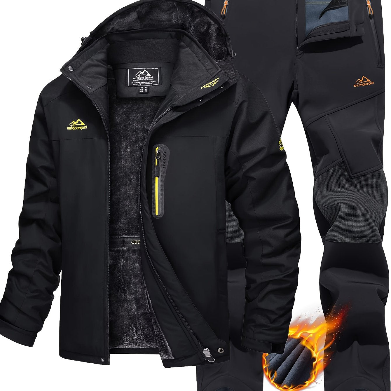 Men’s Winter Fleece Lined Jacket and Pants Set