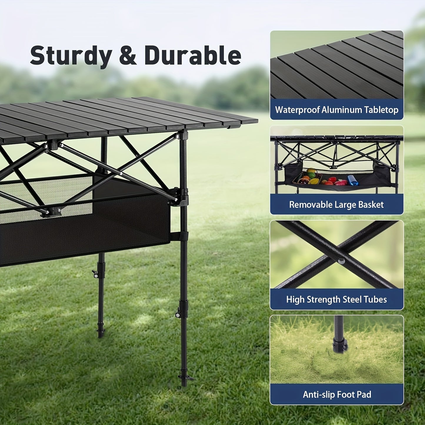 Aluminum Folding Camping Table, w/Carry Bag.