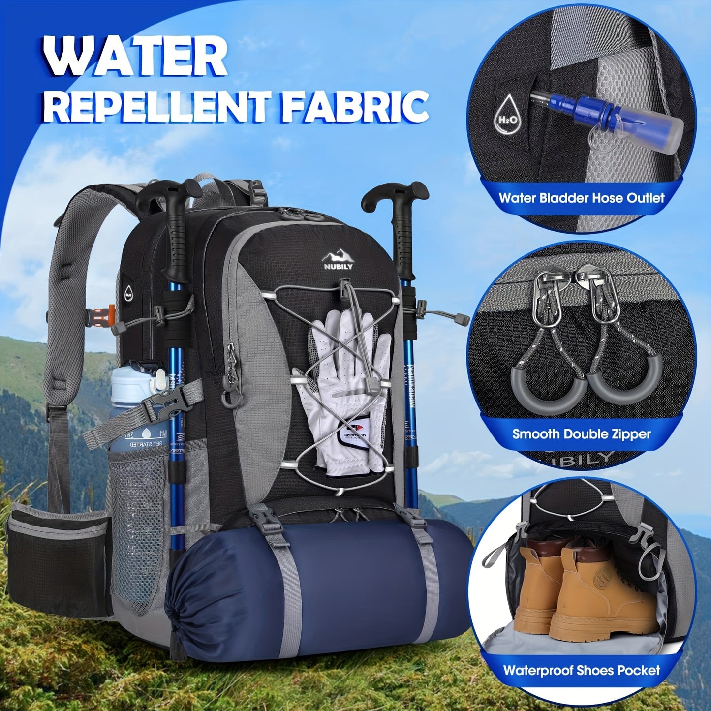 50L Hiking Backpack For Men & Women.