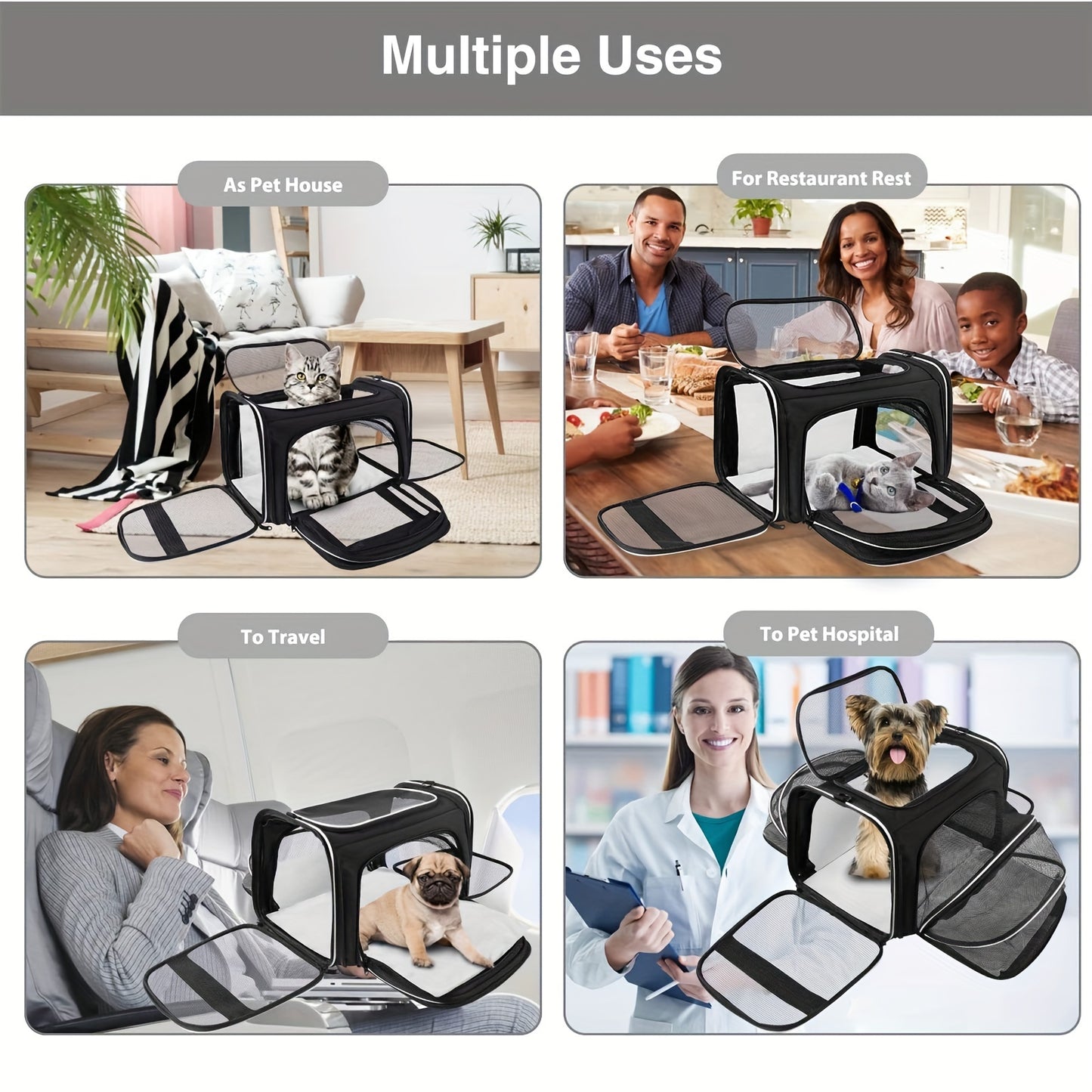Pet Carrier Airline Approved, 4 Sides Expandable Cat & Small Dog Carrier Read More.