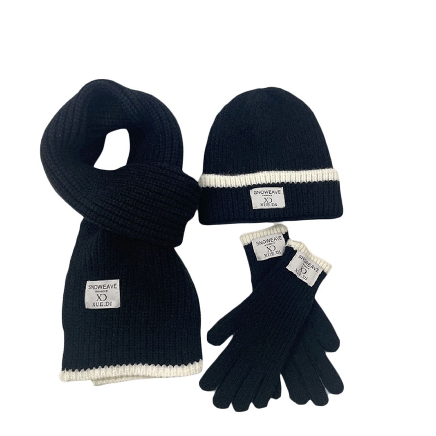 3pcs Winter Set for Men & Women: Thick Knit Beanie, Scarf & Gloves