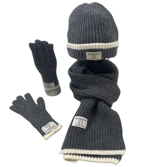 3pcs Winter Set for Men & Women: Thick Knit Beanie, Scarf & Gloves