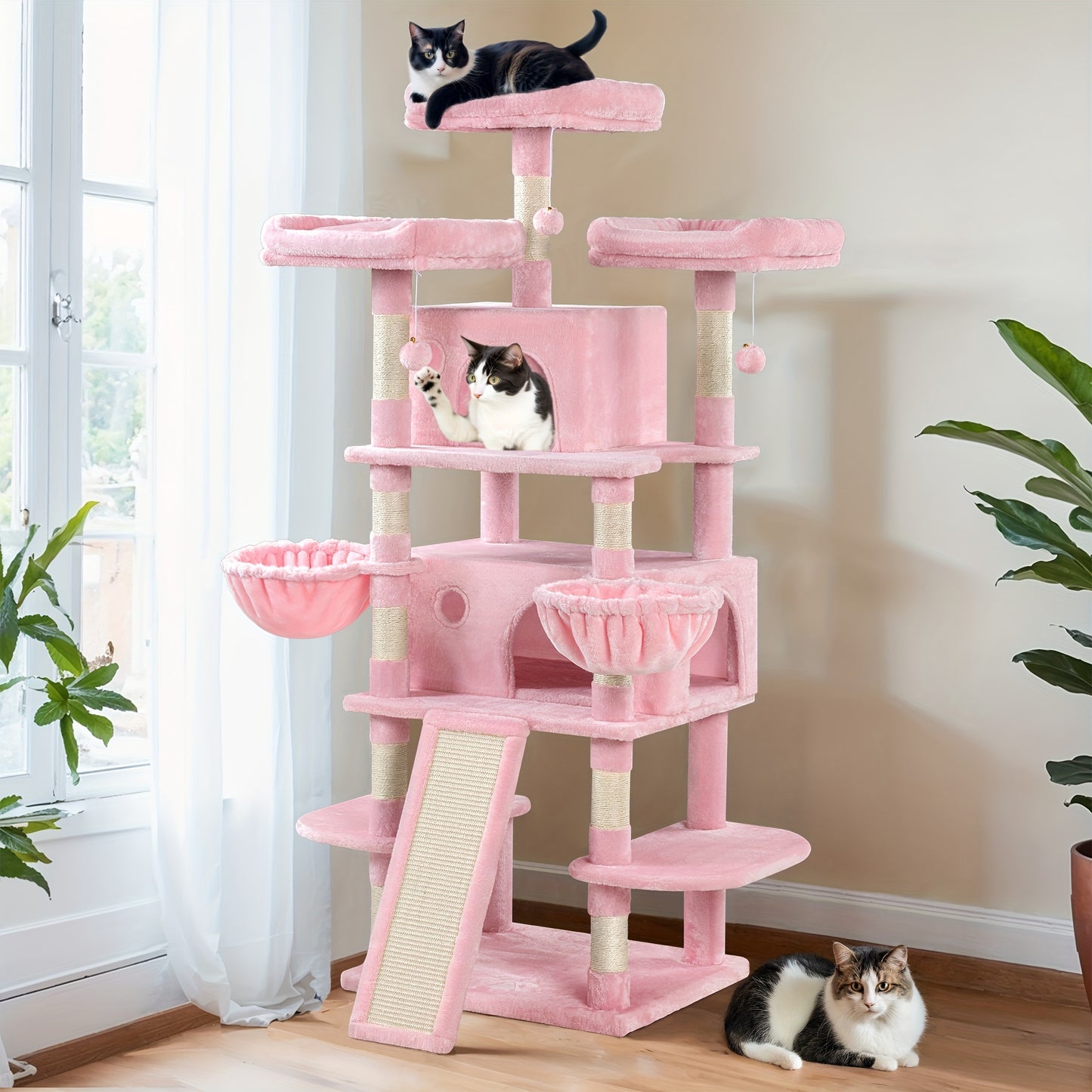 68-Inch Multi-Level Cat Tree Tower for Large Cats