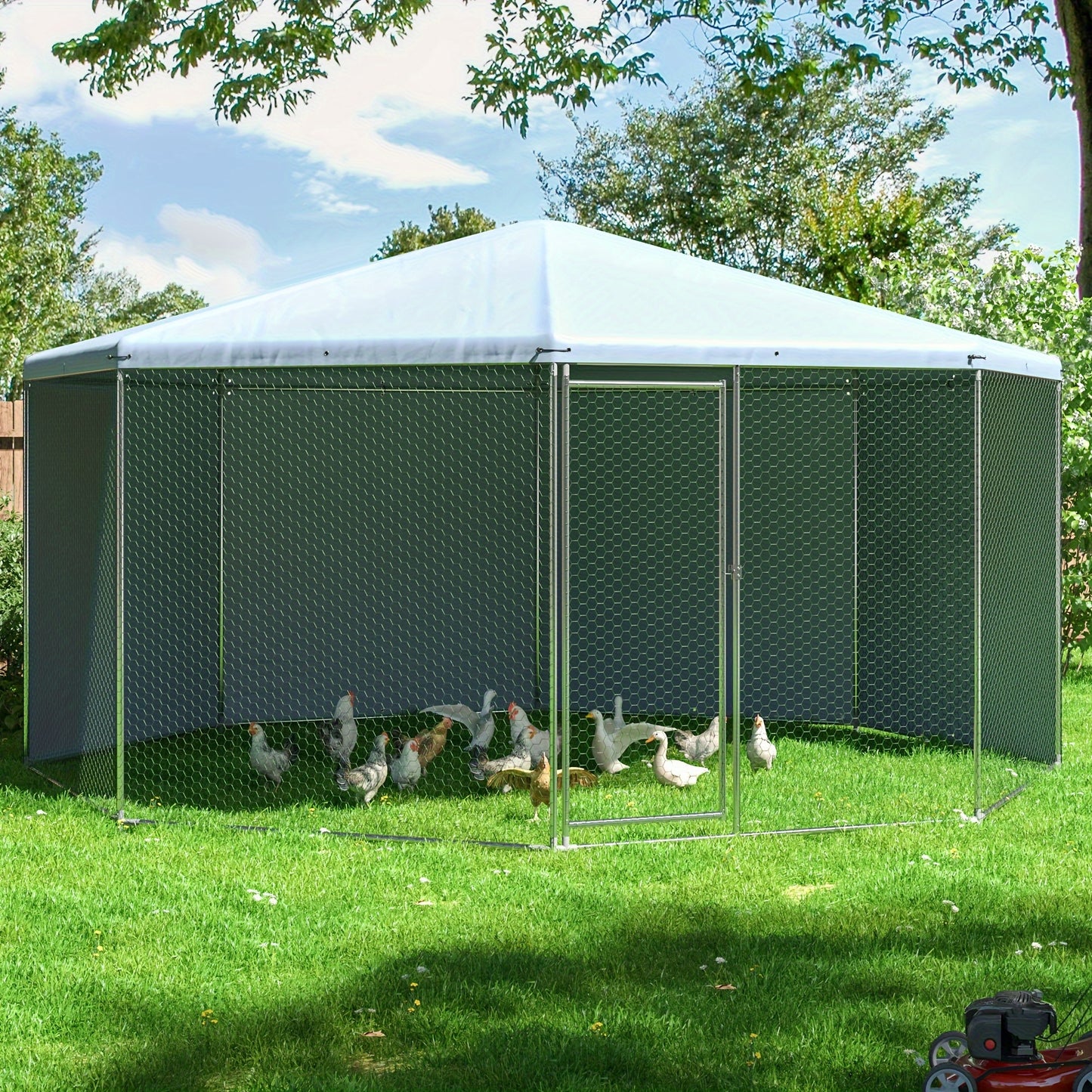 Chicken Coop, Large Chicken Run Suitable For All Seasons