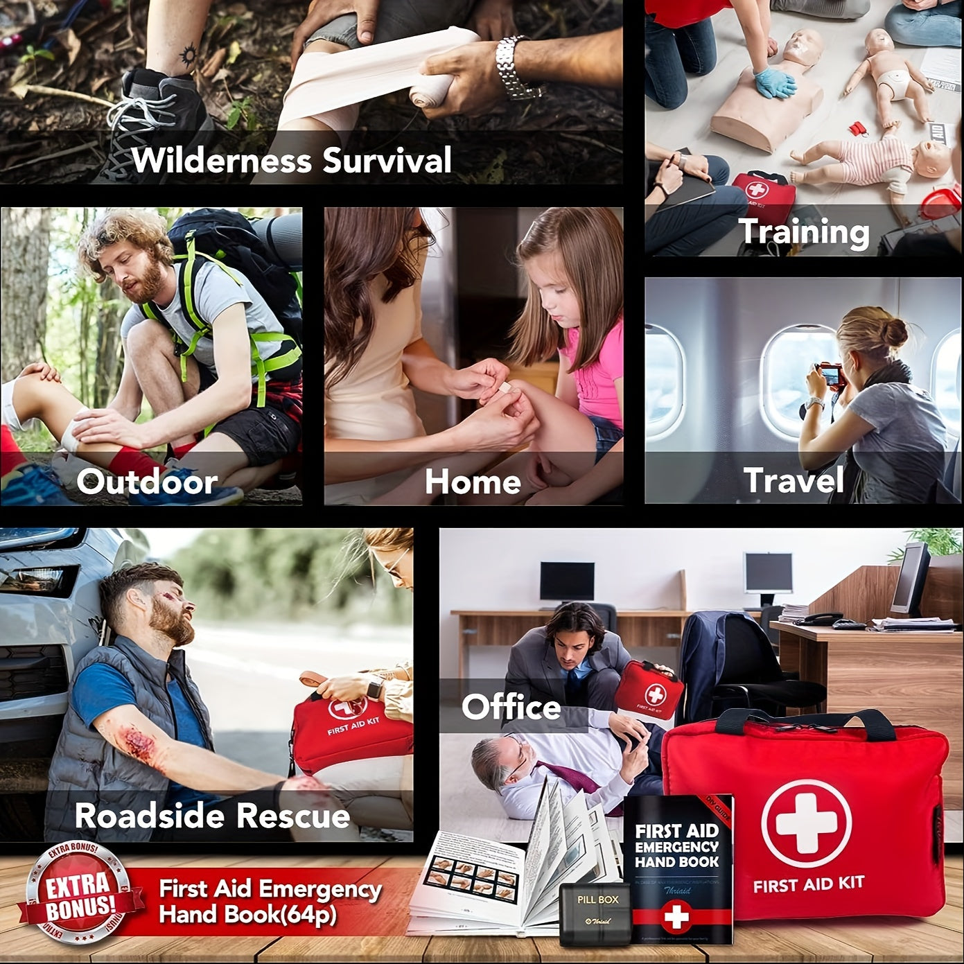First Aid Bag 300 Piece All-Purpose First Aid Emergency Kit