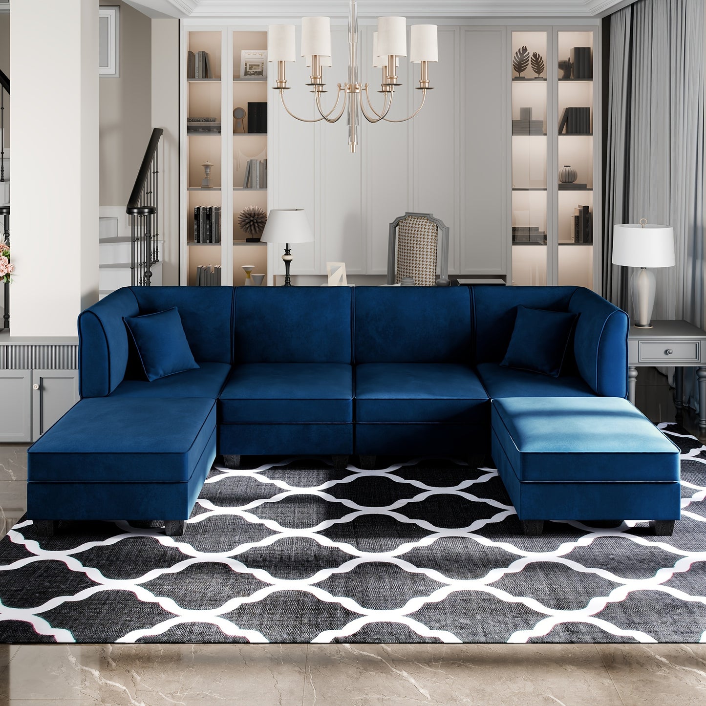 Reversible Modular Sectional Sofa with Ottoman