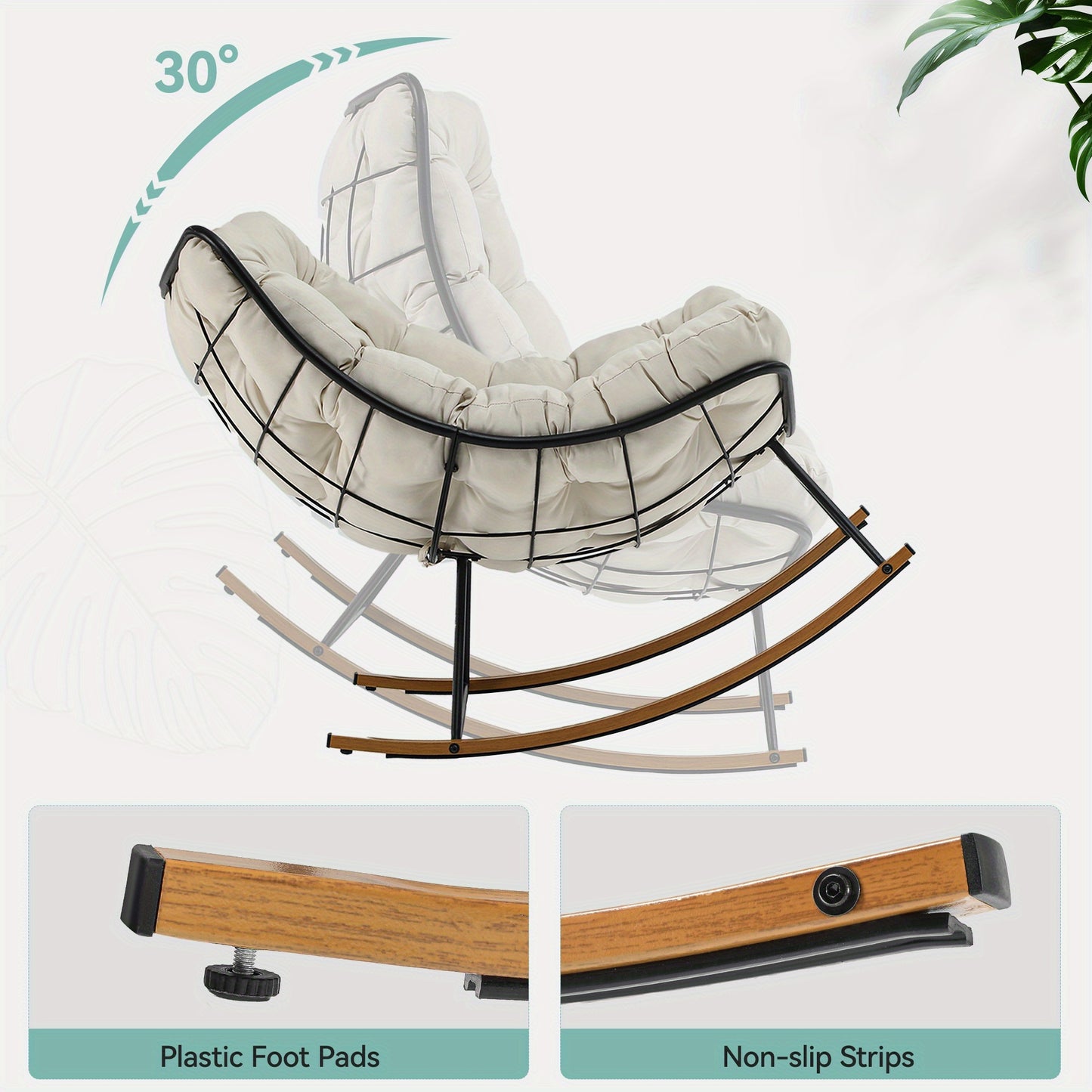 Ergonomic Outdoor Papasan Rocking Chair.
