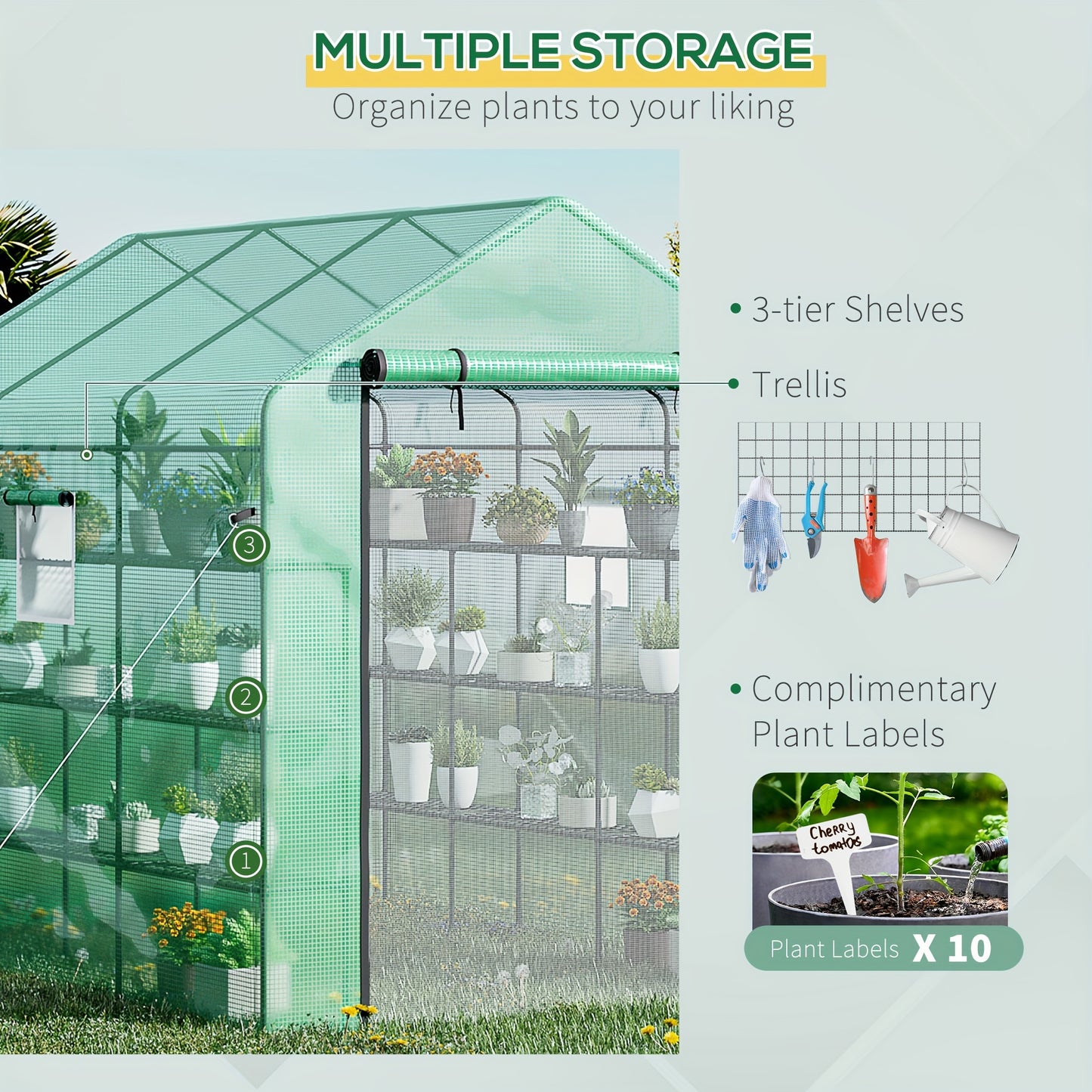 8' X 6' X 7' Walk-in Greenhouse With Mesh Door And Windows, Read More