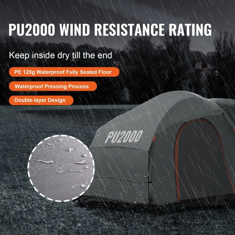 SUV Camping Tent, 8'-8' SUV Tent with Rain Layer and Carry Bag,