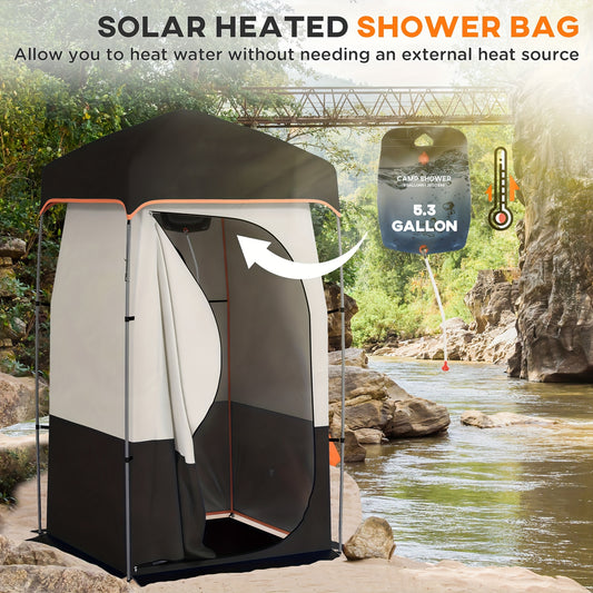 Portable Shower Tent, Privacy With Solar Shower Bag,