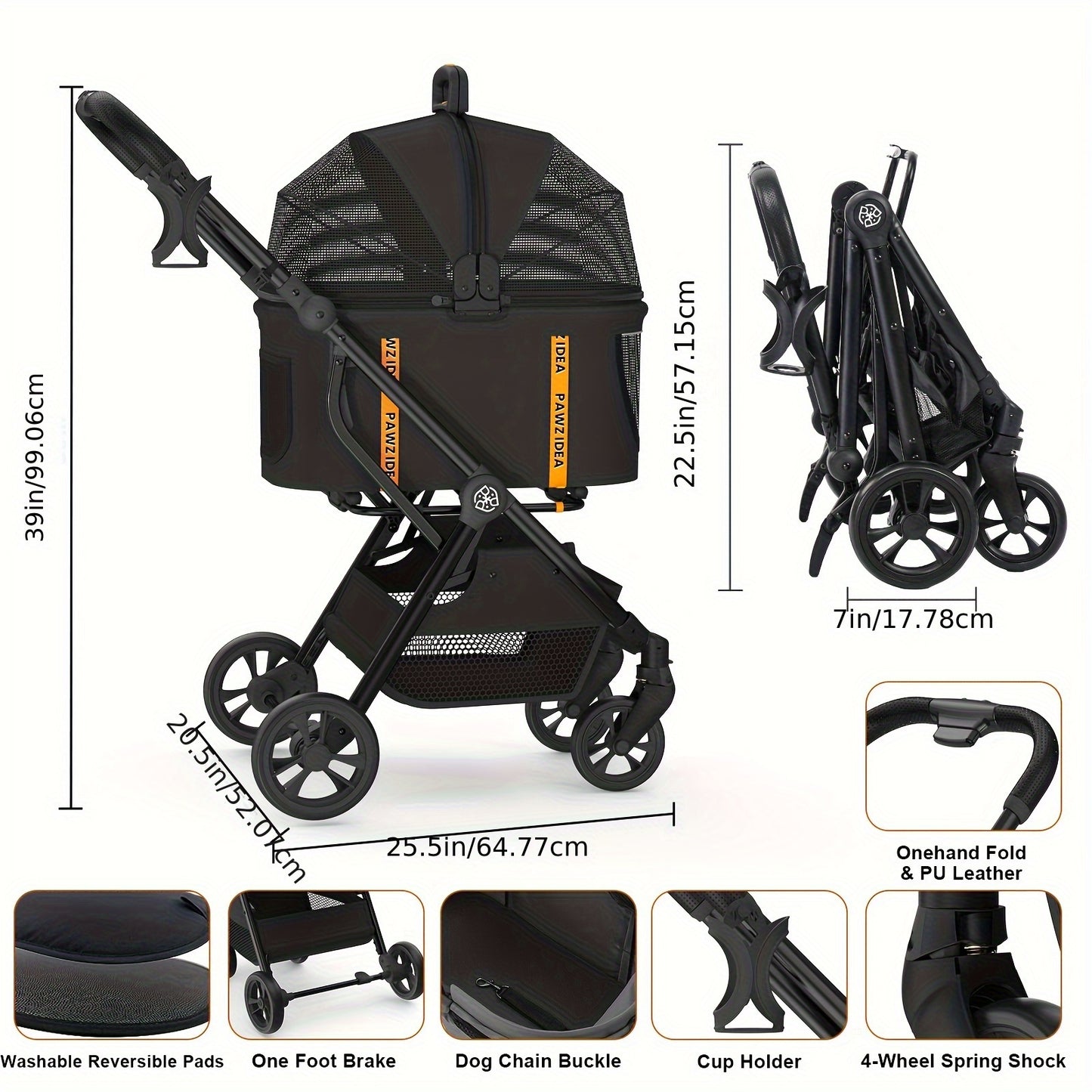 4-in-1 Pet Stroller Travel System for Small to Medium Dogs & Cats
