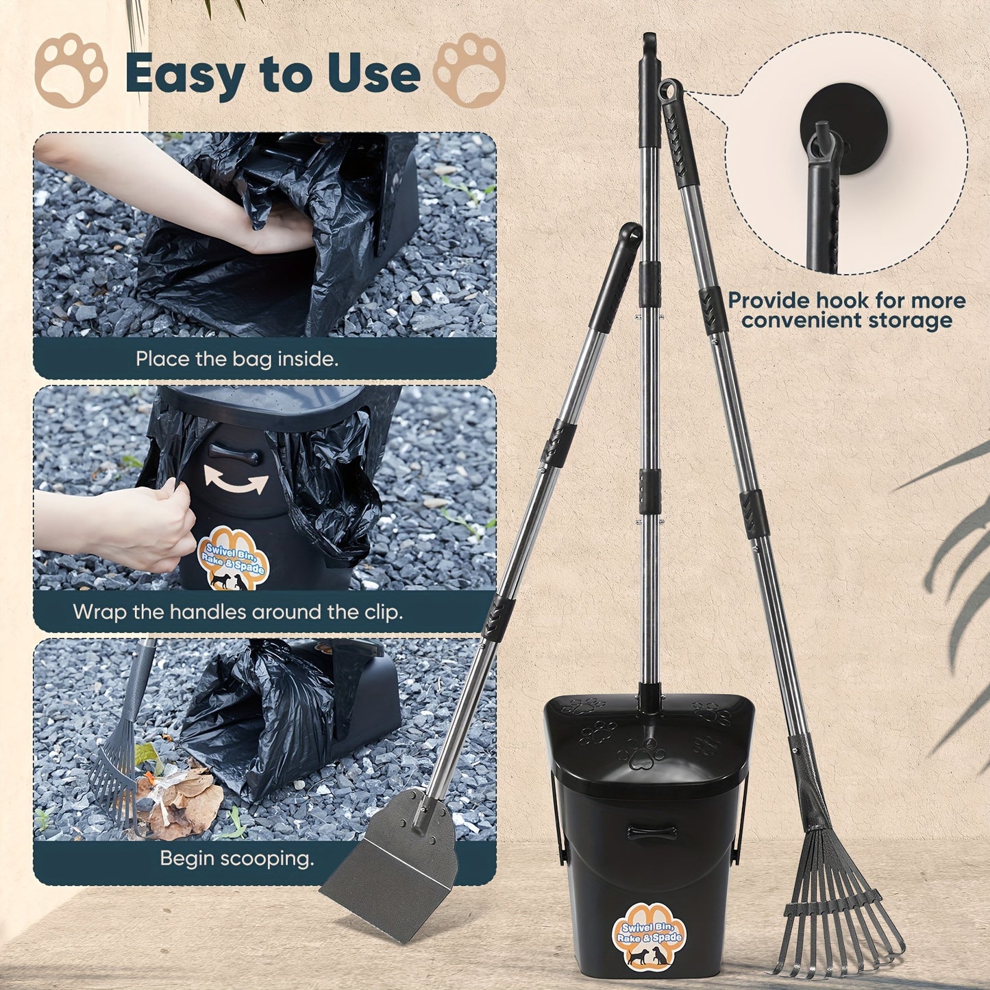 Pet Cleaning Kit 3-Piece Set 2-Piece Set Rake, Scoop, Waste Hopper, Read More