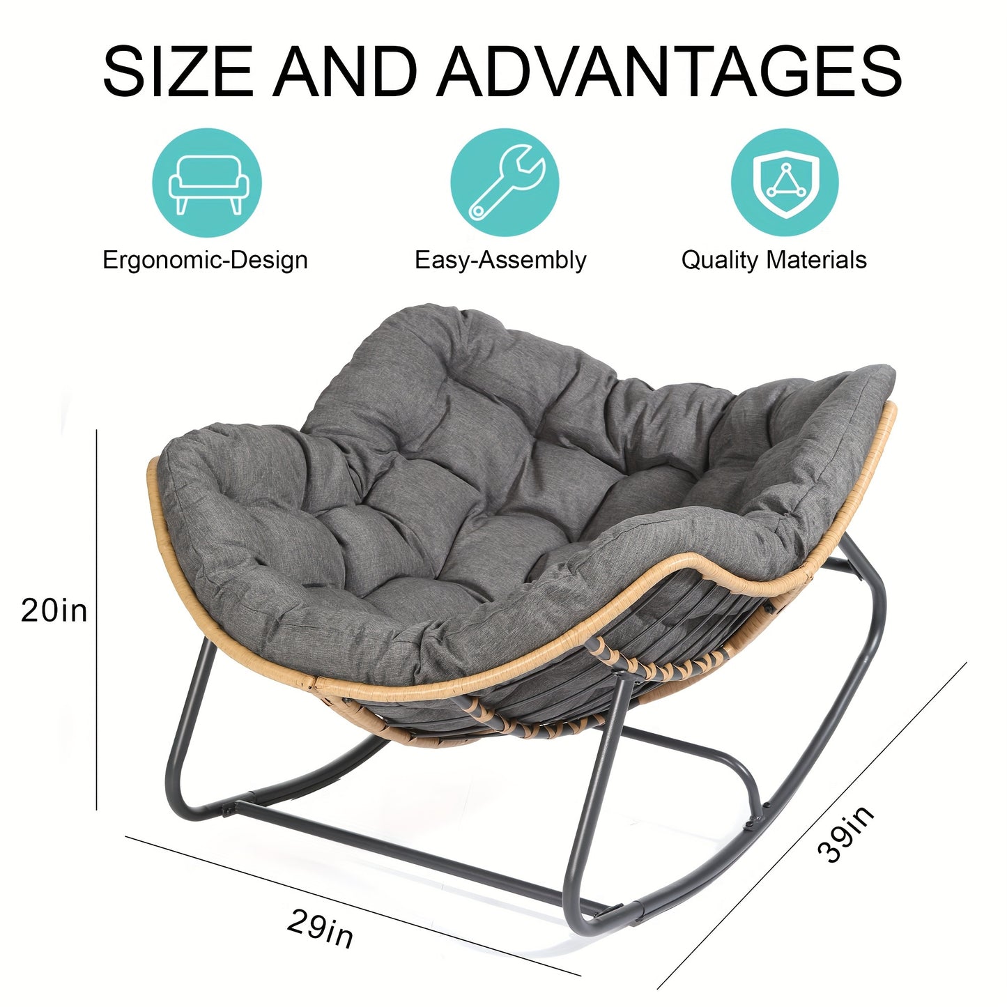 Outdoor Rocking Chair, For Living Room, Porch, Garden, Lawn