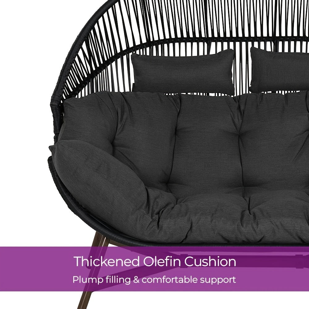 Indoor Outdoor 2-Person Wicker Egg Loveseat 600LBS Capacity