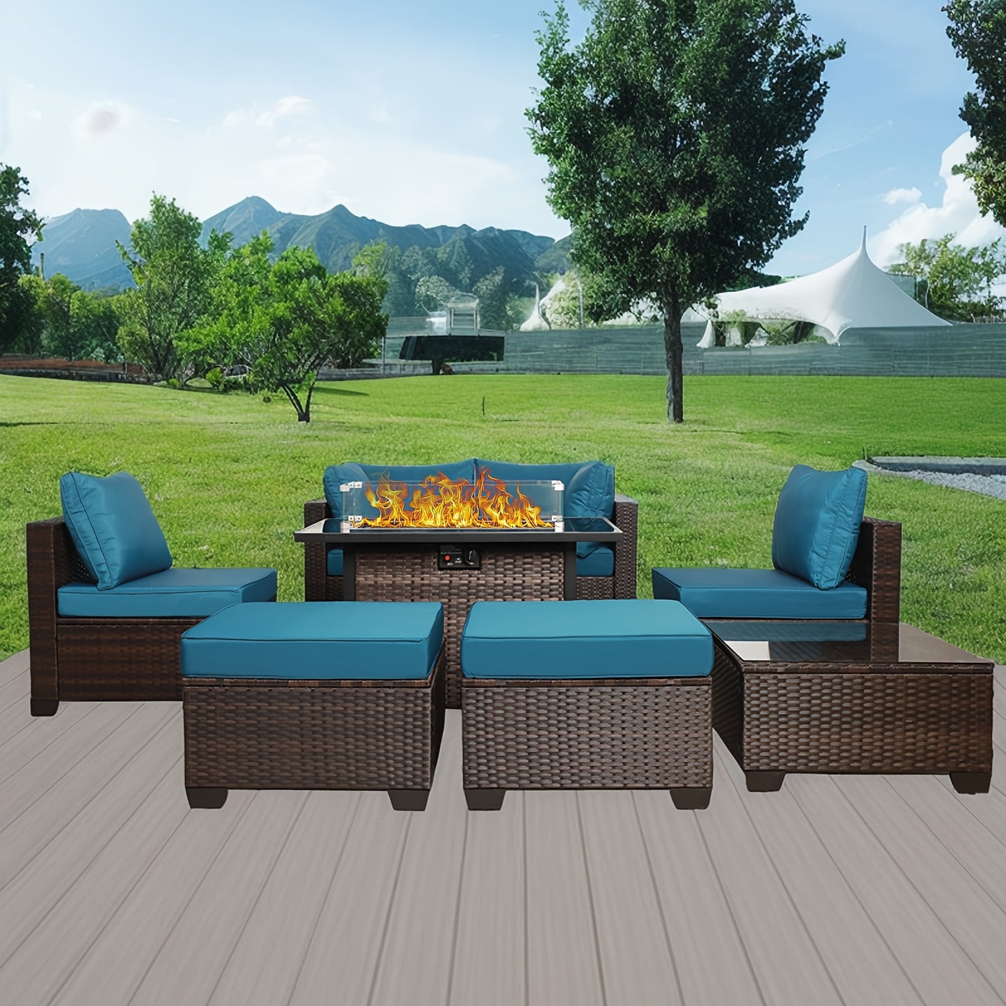 Outdoor Patio Furniture Set With Fire Pit Table