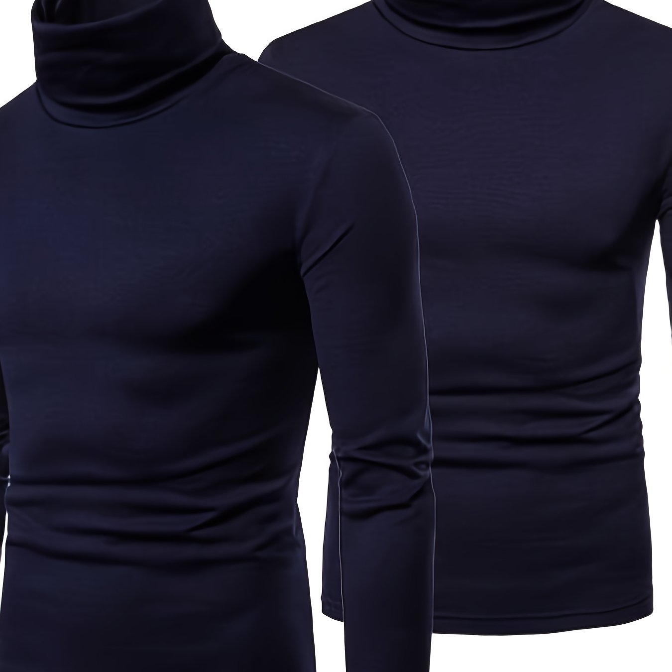 Men Thermal Pullover, Turtleneck Slim Fit Stretch T-shirt.