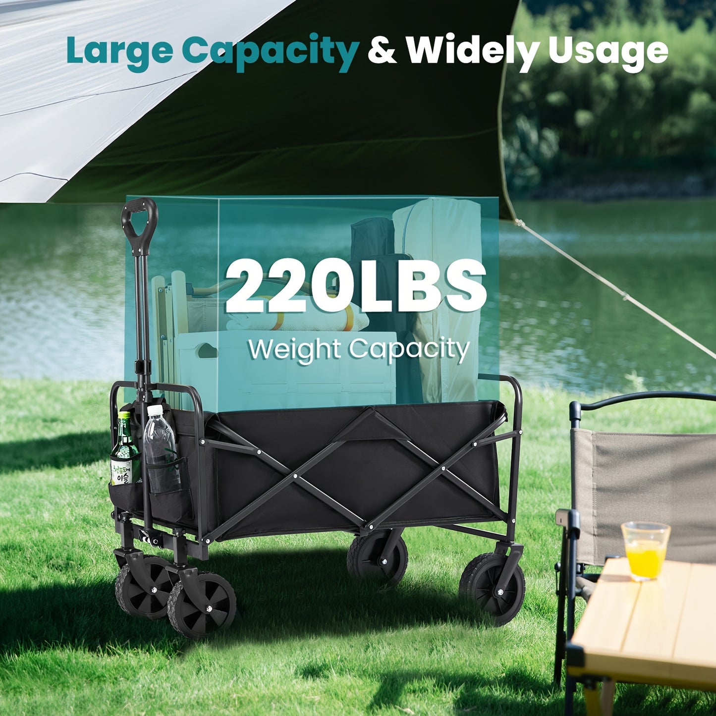 Foldable Wagon Cart, Big All-Terrain Wheels,