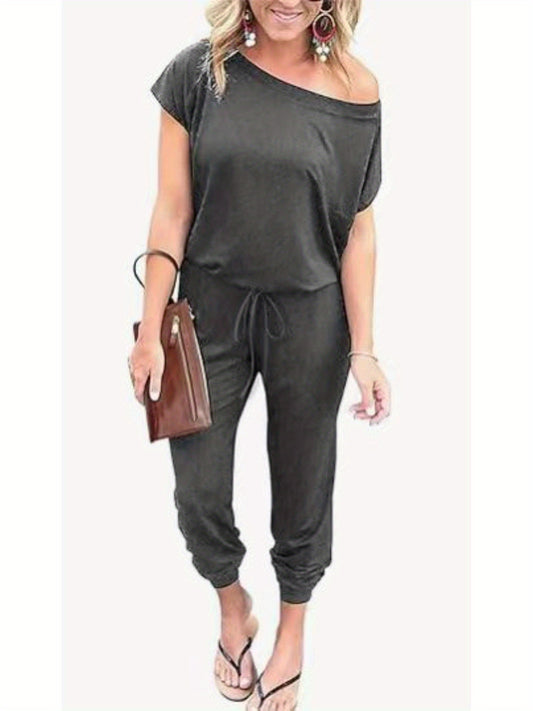 Cold Shoulder Cotton Summer Jumpsuit,